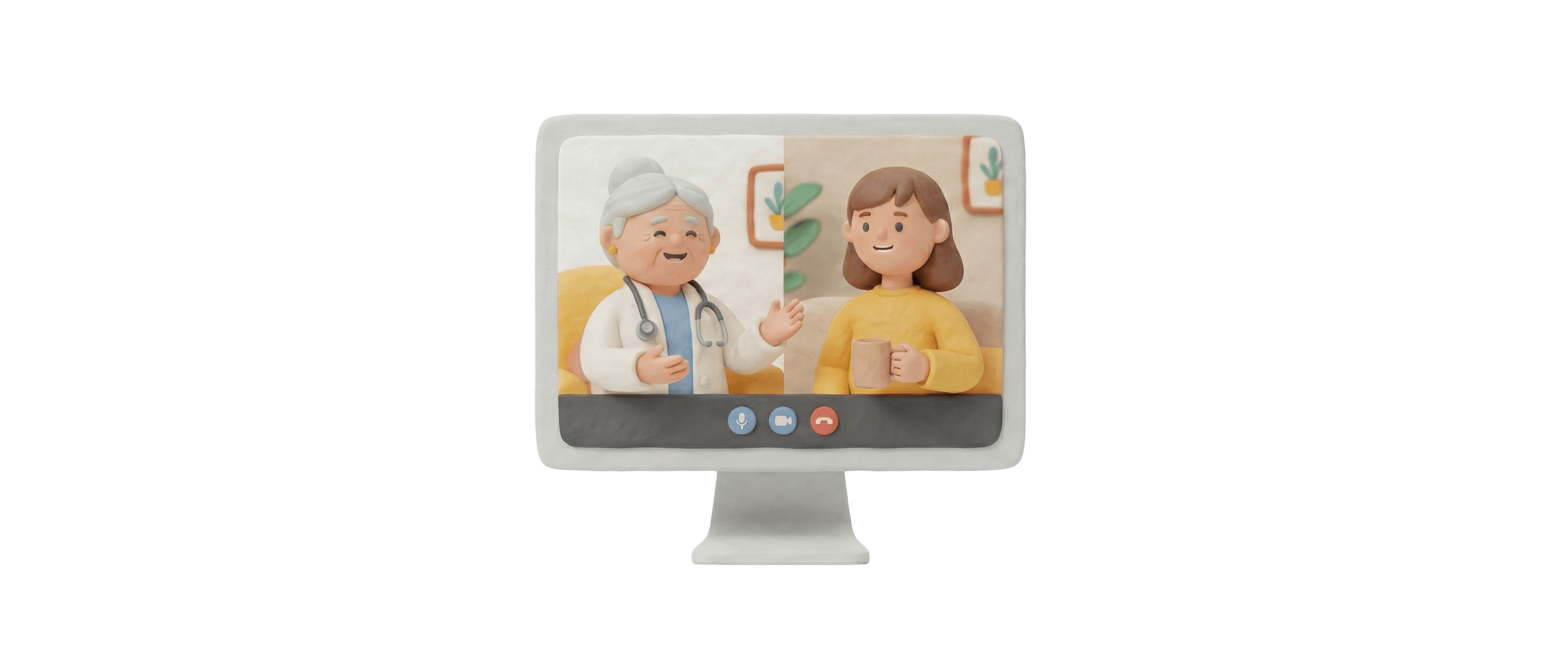 Videollamada entre médico y paciente a través de un ordenador