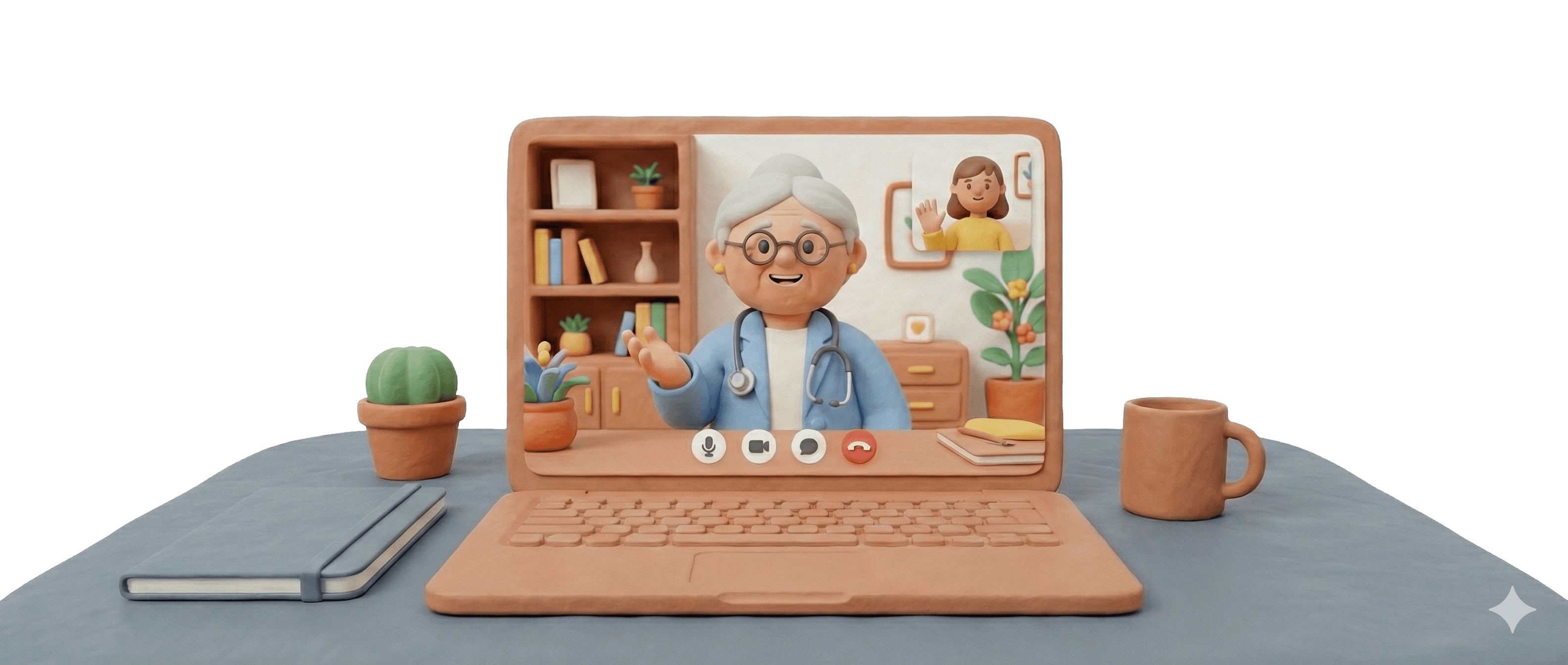 Paciente disfrutando de una videollamada tranquila con su médico de confianza